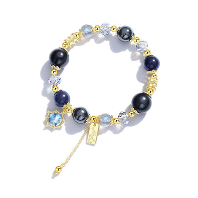 Olivenorma Blue Sandstone Moonstone Obsidian Beaded Bracelet