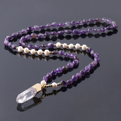 Olivenorma Irregular Crystal Column Pendant Long Necklace