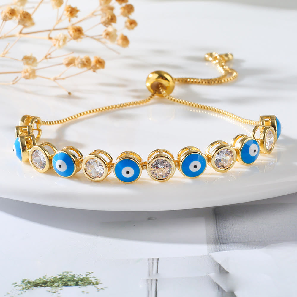 Olivenorma White Zircon Evil Eye Adjustable Bracelet