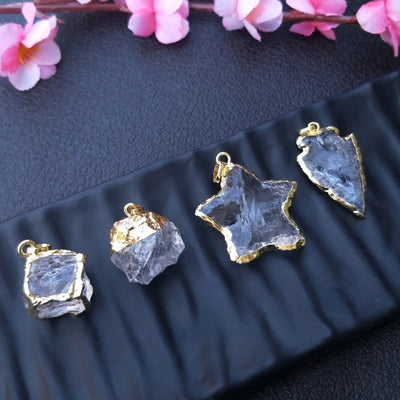 Olivenorma Natural White Crystal Square Star Bound Pendant