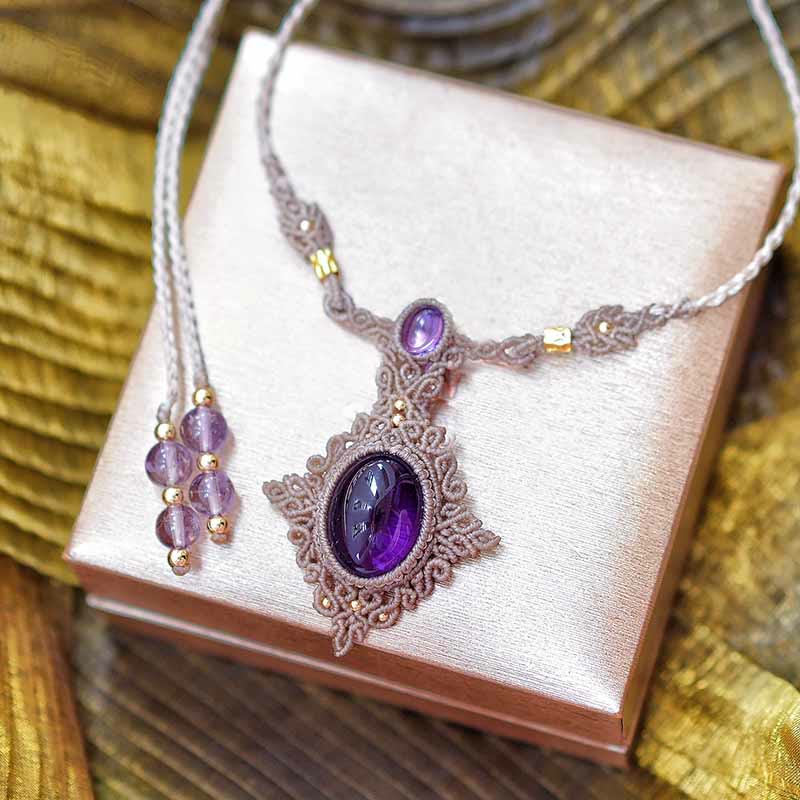 Olivenorma Amethyst Charoite Handwoven Guardian Bracelet Necklace