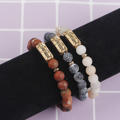 Olivenorma Natural Gemstone Confident Engraving Bracelet