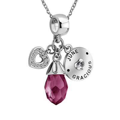 Olivenorma Diamond Heart Pendant Birthstone Necklace