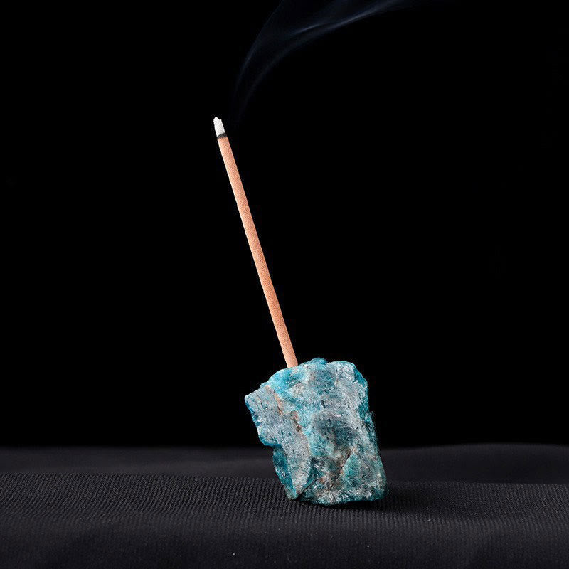 Olivenorma Crystal Raw Stone Incense Stick Holder Gemstone Decoration - Blue Apatite - image 35