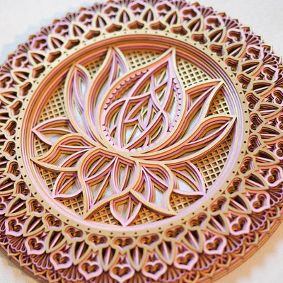 Olivenorma Pink Lotus Mandala 3D Engraving Wall Decor