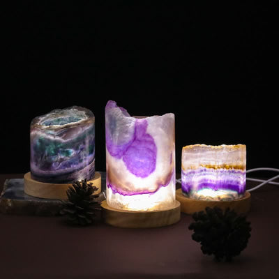 Olivenorma Natural Fluorite Cylinder Crystal Lamp