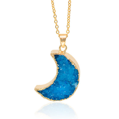 Olivenorma Natural Crystal Crescent Moon Necklace