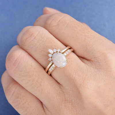 Olivenorma Antique Oval Opal Engagement Rose Gold Ring