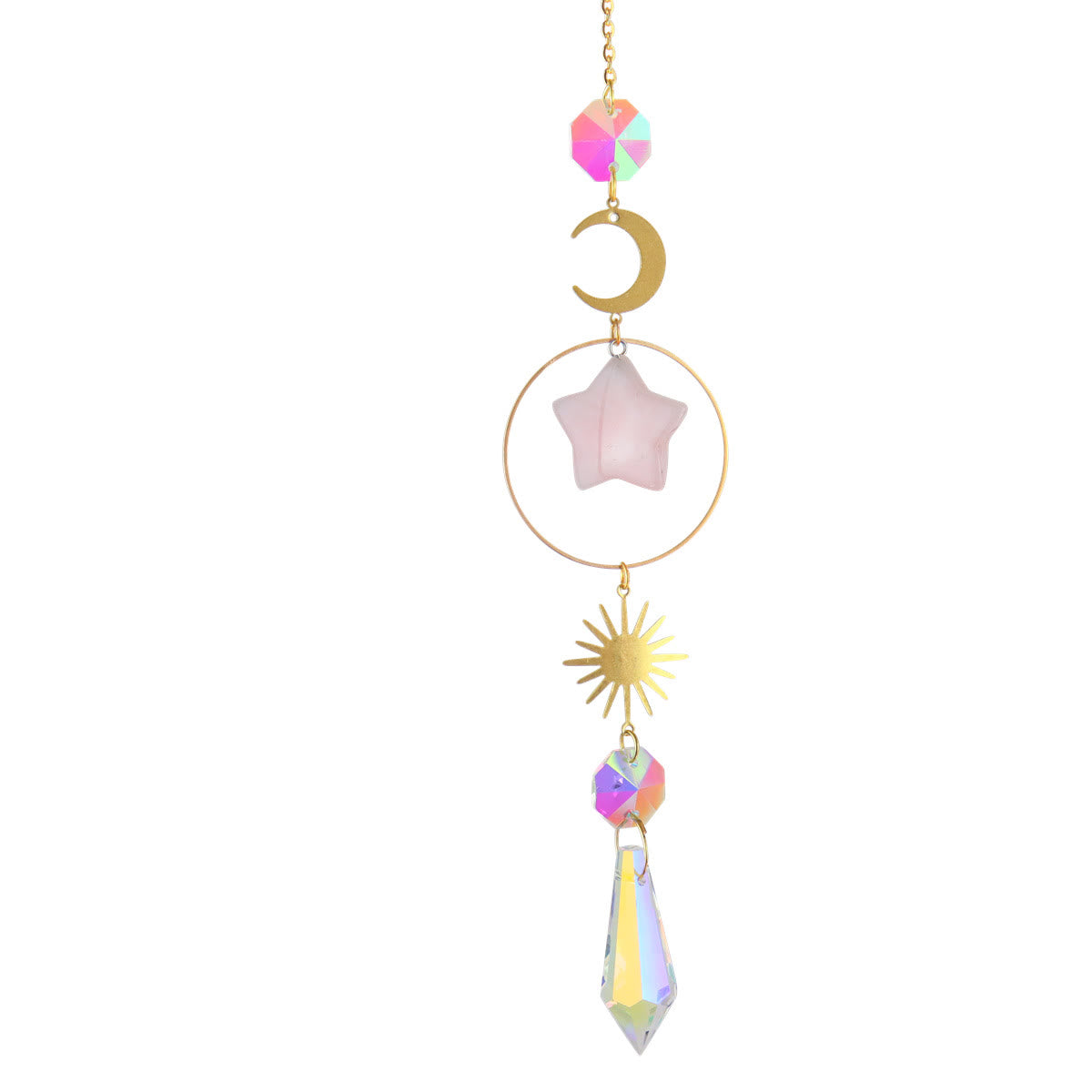 Olivenorma Crystal Suncatcher Star Moon Pendant Wind Chime