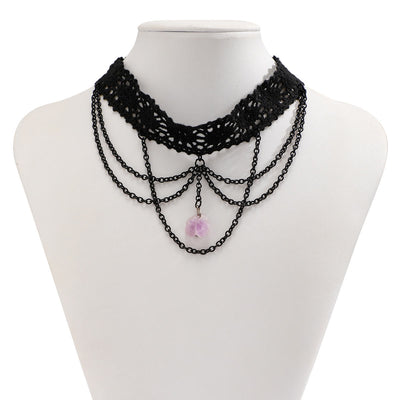 Olivenorma Amethyst Halloween Gothic Lace Choker Necklace