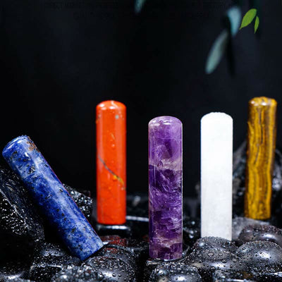 Olivenorma Natural Chakra Crystal Cylinder Ornament Gemstone Decoration