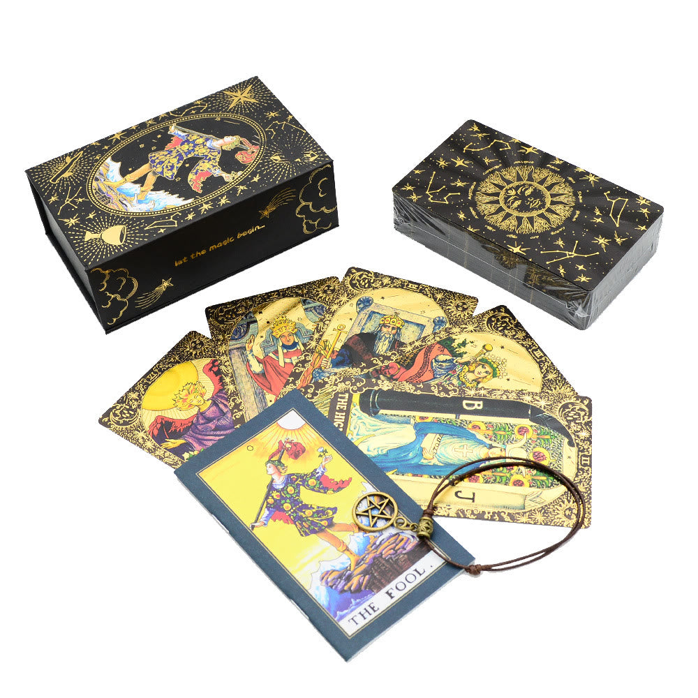 Olivenorma Black Gold Waite Foil Golden Tarot Deck Cards