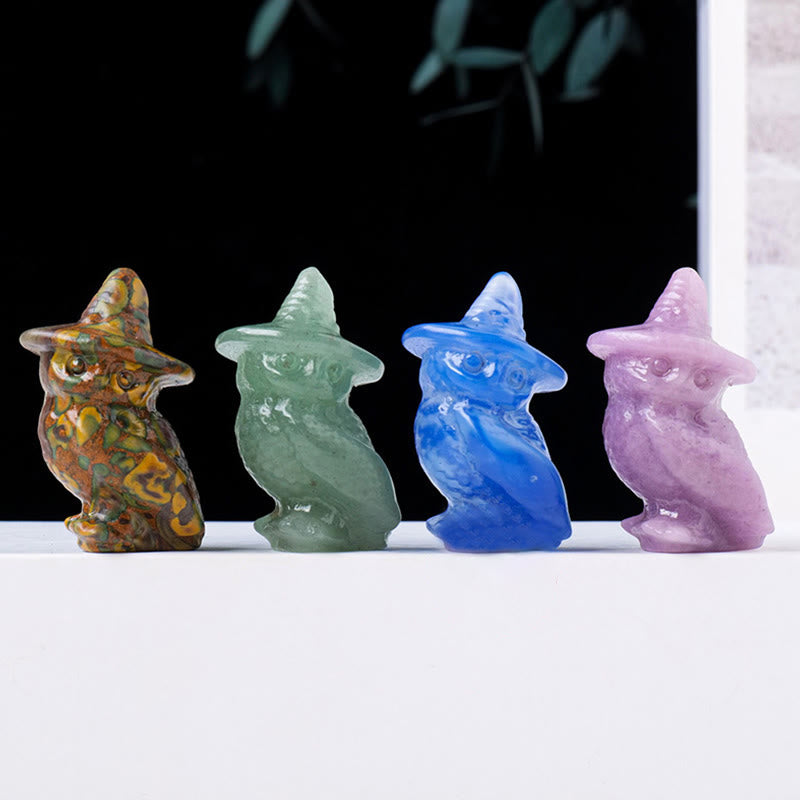 Olivenorma Halloween Crystal Owl Carving Gemstone Decoration