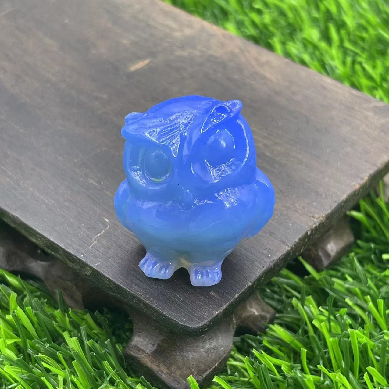 Olivenorma 3.5cm Natural Crystal Owl Ornament Gemstone Decoration - Blue Opalite - image 9