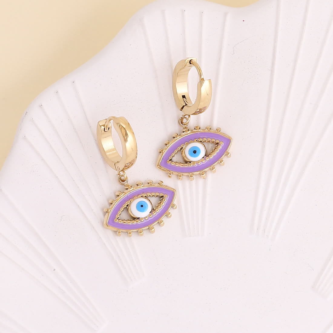 Olivenorma Color Epoxy Evil Eye Earrings - image 2