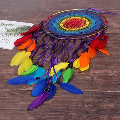 Olivenorma Rainbow Feather Beaded Black Onyx Dream Catcher