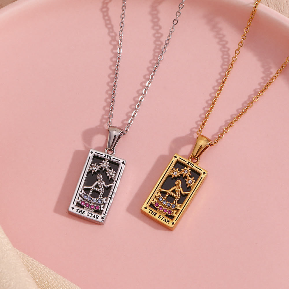 Olivenorma Stainless Steel 18k Gold Plated Tarot Card Necklace