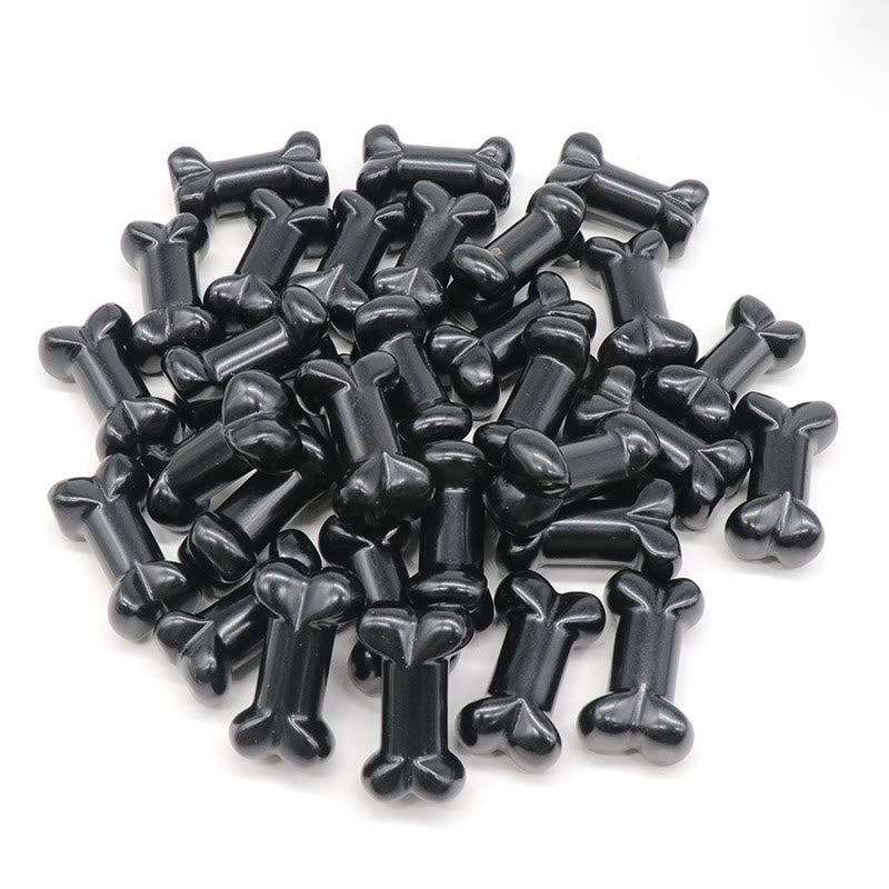 Olivenorma Natural Quartz Crystal Mini Bone Gemstone Decoration - Obsidian - image 33