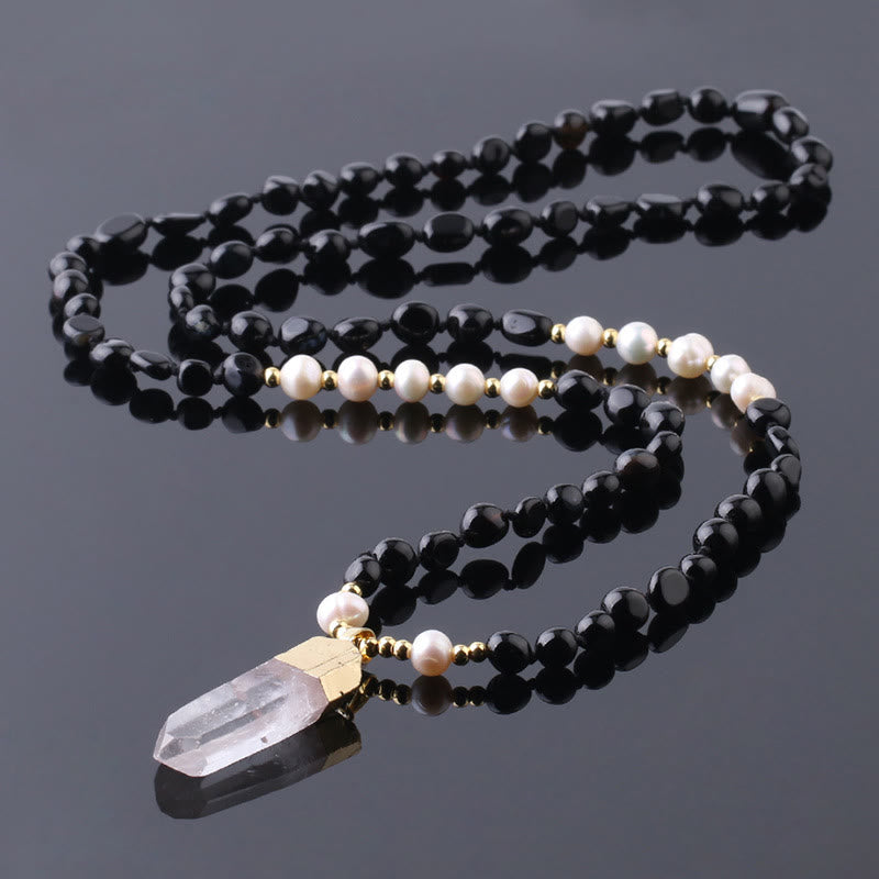 Olivenorma Irregular Crystal Column Pendant Long Necklace