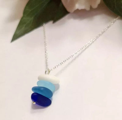 Olivenorma Sea Glass Beaded Pendant Necklace