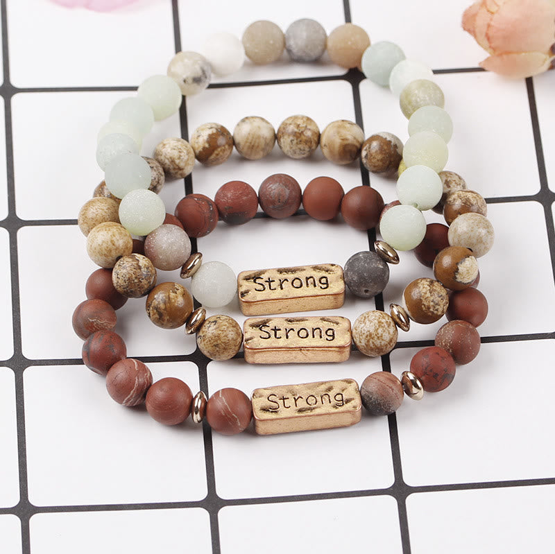 Olivenorma Natural Gemstone Strong Engraving Bracelet