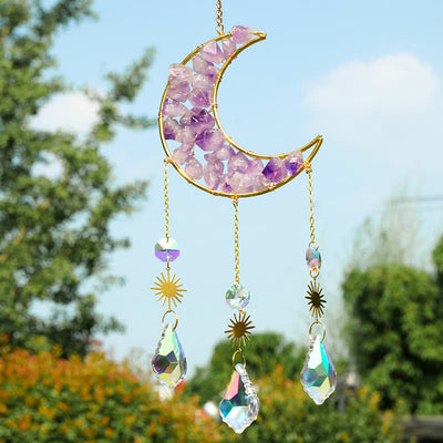 Olivenorma Cryrstal Amethyst Moon Gemstone Suncatcher