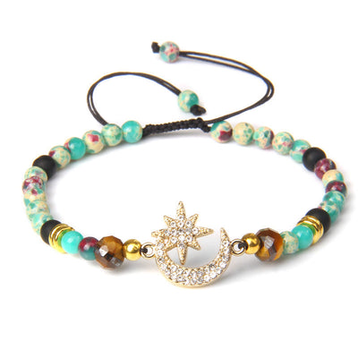 Olivenorma "Moon And Starlight" Gemstone Moon & Star Bracelet