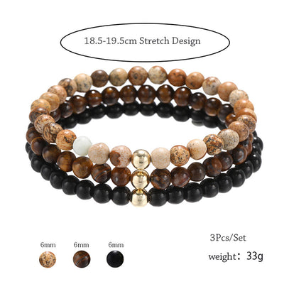 Olivenorma 6mm Onyx & Tiger Eye Stone Accessories Beads Bracelet