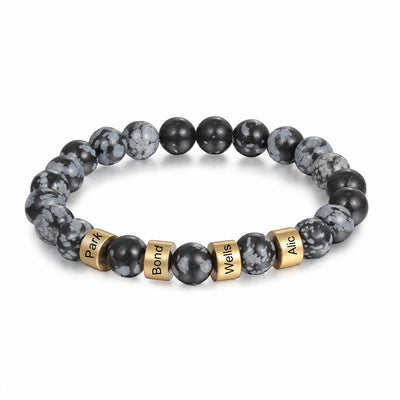 Olivenorma Natural Stone Engraving Personalized Beads Men Bracelet