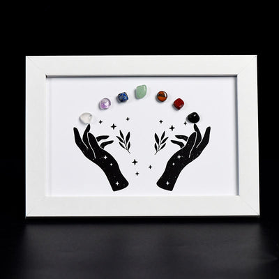 Olivenorma Hands Chakra Stone Crystal Wooden Photo Frame Decoration