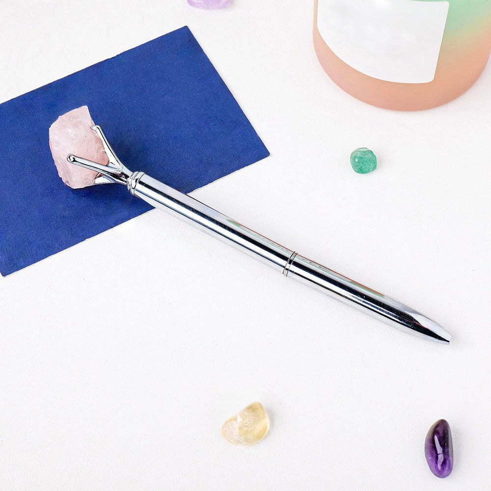 Olivenorma Raw Stone Manifestation Pen Gemstone Decoration - Rose Quartz - image 8