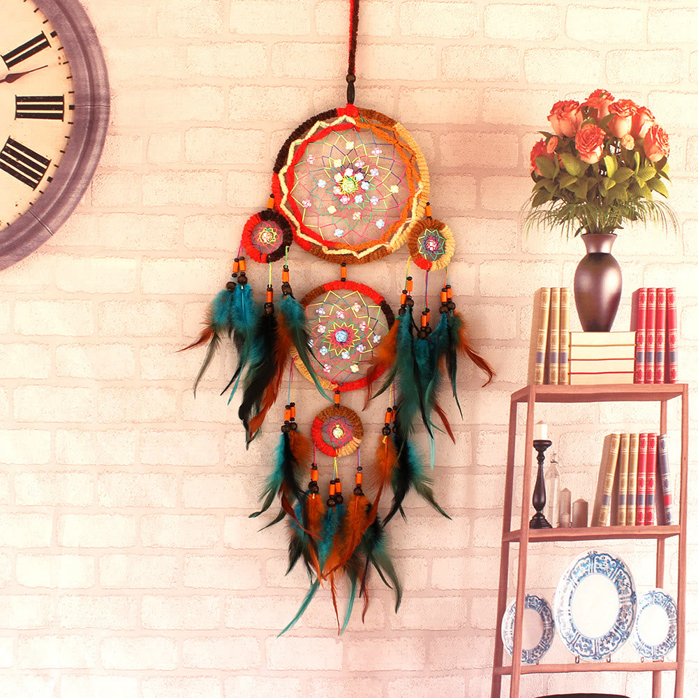 Olivenorma Handmade Wooden Beads Feather Dream Catcher