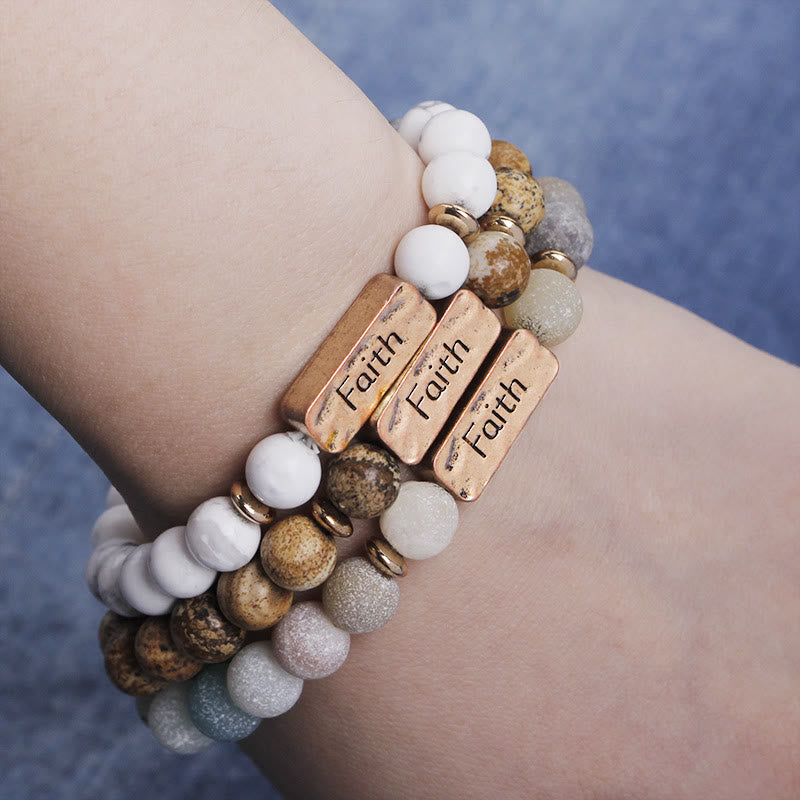 Olivenorma Natural Gemstone Active Faith Engraving Bracelet