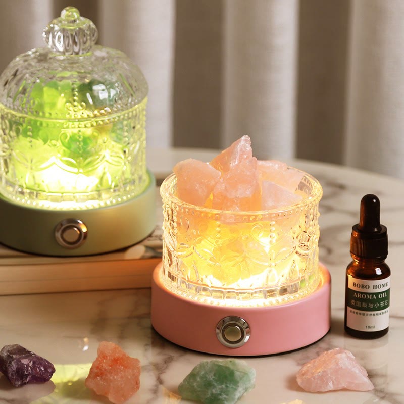 Olivenorma Rose Quartz Amazonite Clear Crystal Aromatherapy Lamp