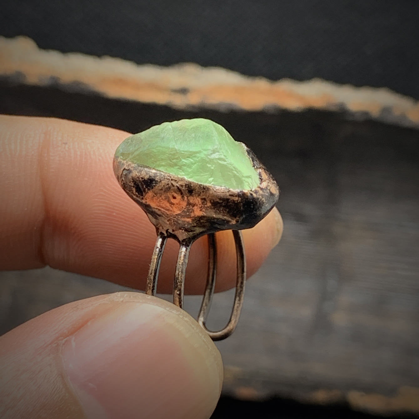 Olivenorma Natural Irregular Raw Stone Twelve Birthstone Adjustable Ring