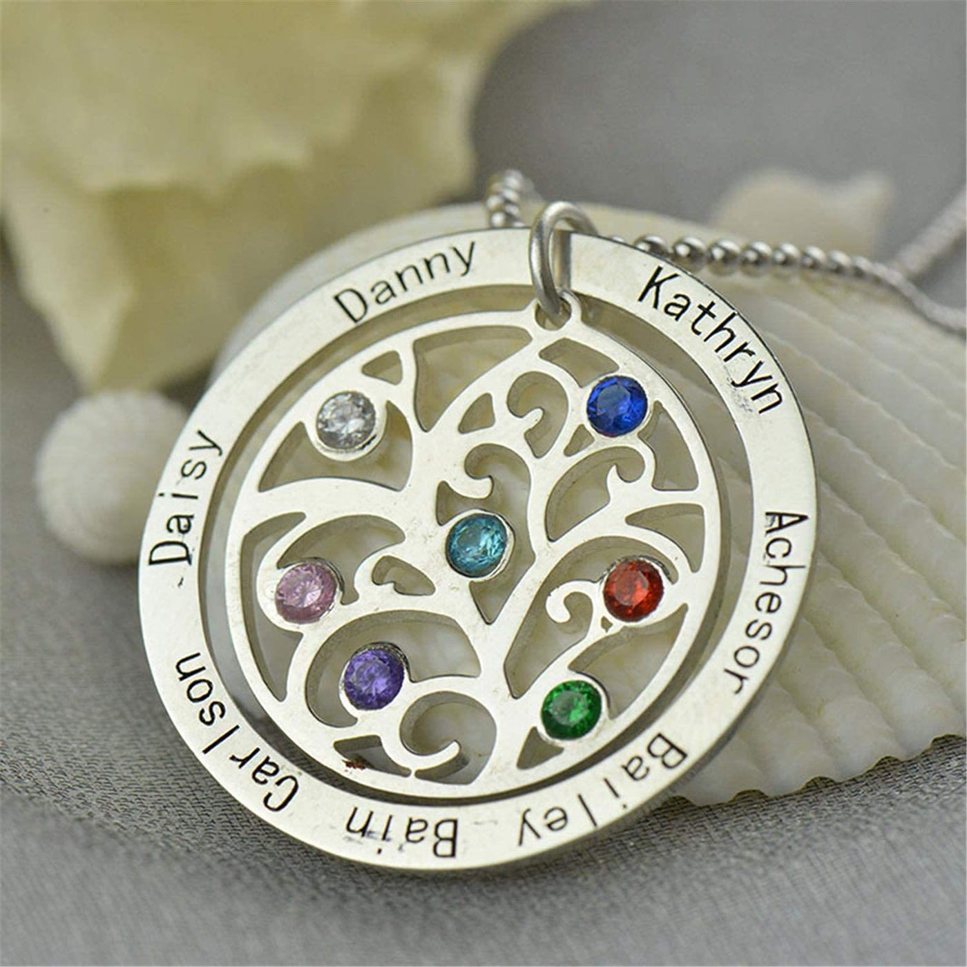 Olivenorma Tree of Life Birthstone Name Engraving Necklace