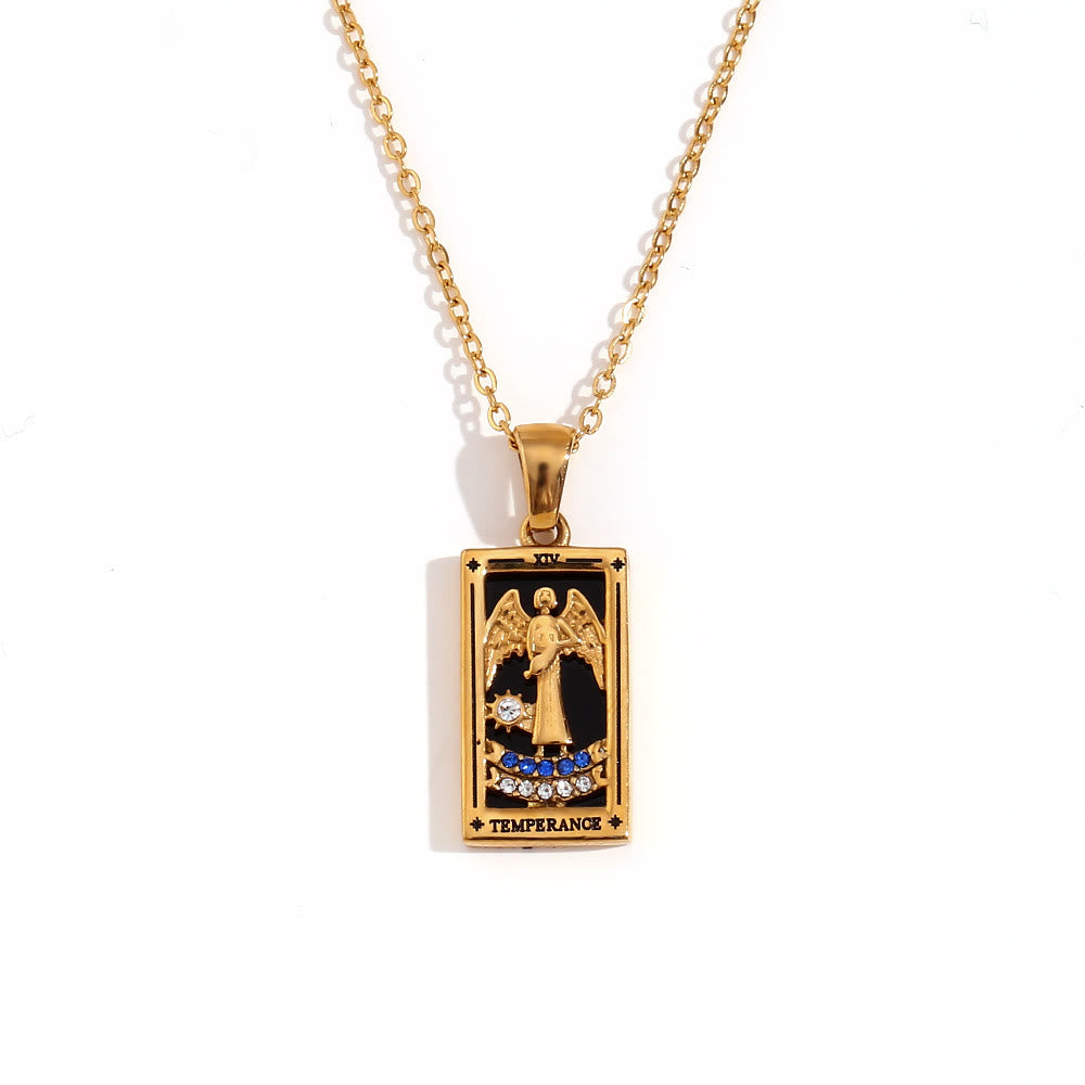 Olivenorma Stainless Steel 18k Gold Plated Tarot Card Necklace