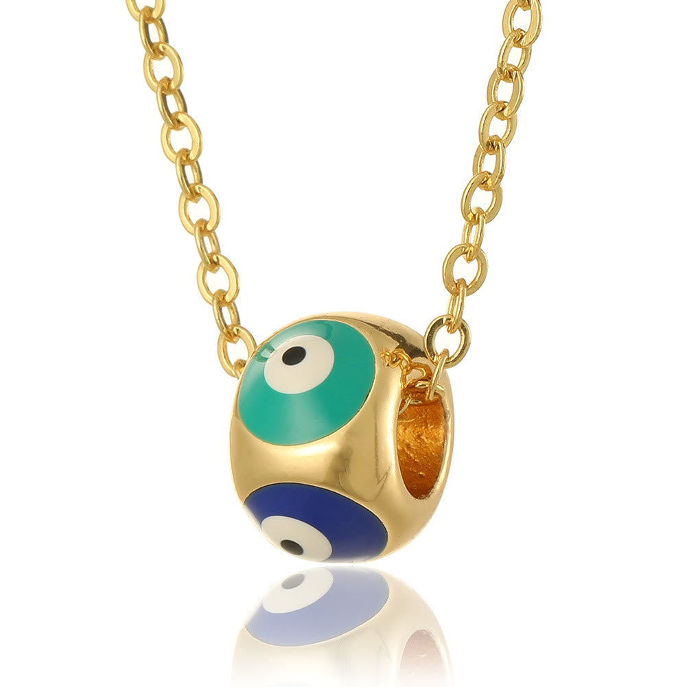 Olivenorma Oil Dripping Round Evil Eye Pendant Necklace