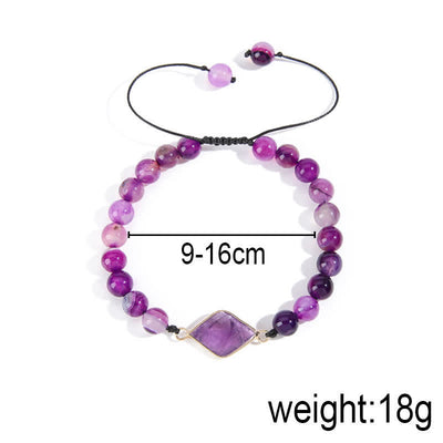 Olivenorma Amethyst Rhombus Pendant Beads Bracelet