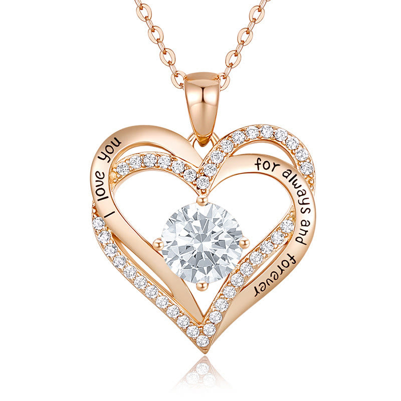 Olivenorma "I love you for always and forever" - Birtshtone Heart Necklace - Rosegold - April - image 7