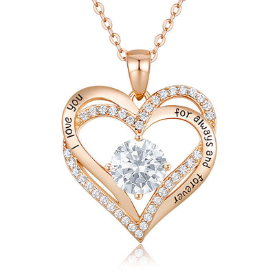 Olivenorma "I love you for always and forever" - Birtshtone Heart Necklace - Rosegold - April - image 7