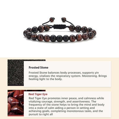 Natural Crystal Stone Healing Bracelet - Red Tiger Eye&Lava Stone - image 4
