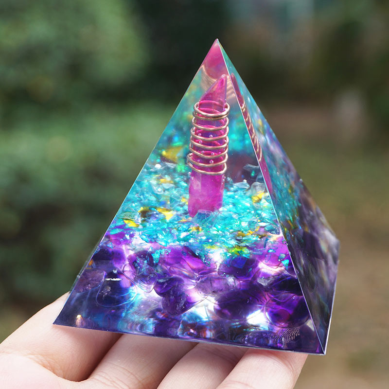 Olivenorma Amethyst Aquamarine Orgone Pyramid