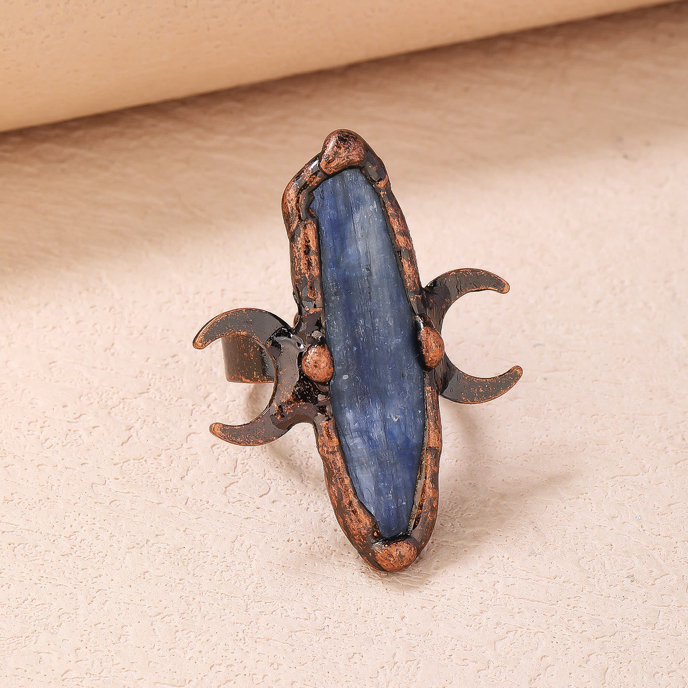 Olivenorma Kyanite Double Moon Healing Adjustable Ring