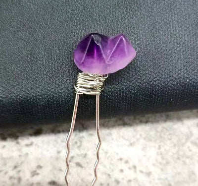 Olivenorma Natural Amethyst Quartz Flower Hairpin