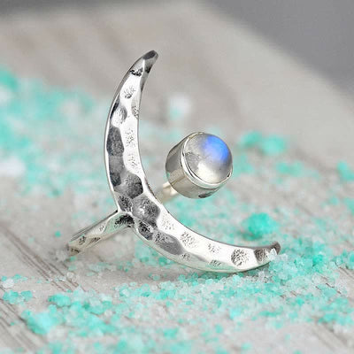 Olivenorma Moonstone Crescent Moon Ring