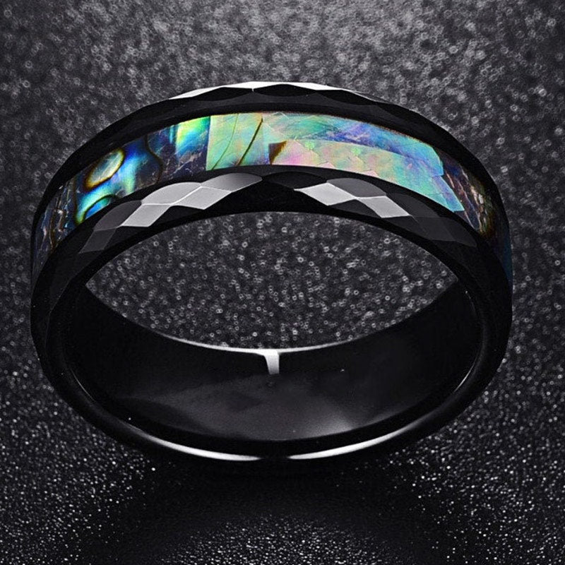 Olivenorma Koa Wood and Abalone Shell Tungsten Carbide Ring - Black #2 - AU Size Z（US 13） - image 22