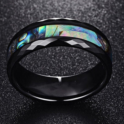 Olivenorma Koa Wood and Abalone Shell Tungsten Carbide Ring - Black #2 - AU Size Z（US 13） - image 22