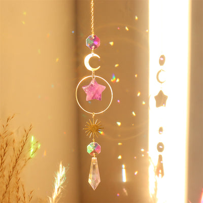 Olivenorma Crystal Suncatcher Star Moon Pendant Wind Chime