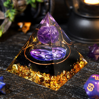 Olivenorma Amethyst Ball Obsidian Gravel Zodiac Cancer Orgone Pyramid